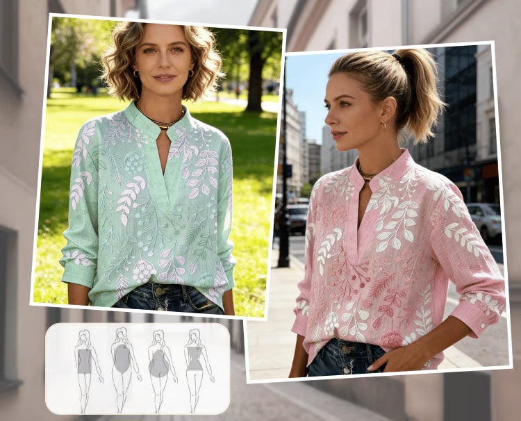 The Stand Collar Floral Blouse