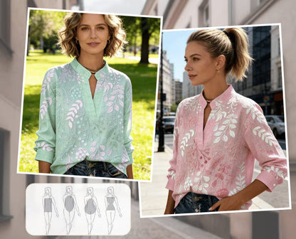The Stand Collar Floral Blouse