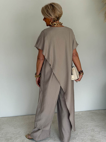 Last day 50%OFF🔥Cozy Loose-fit Asymmetrical Design Two-piece Set